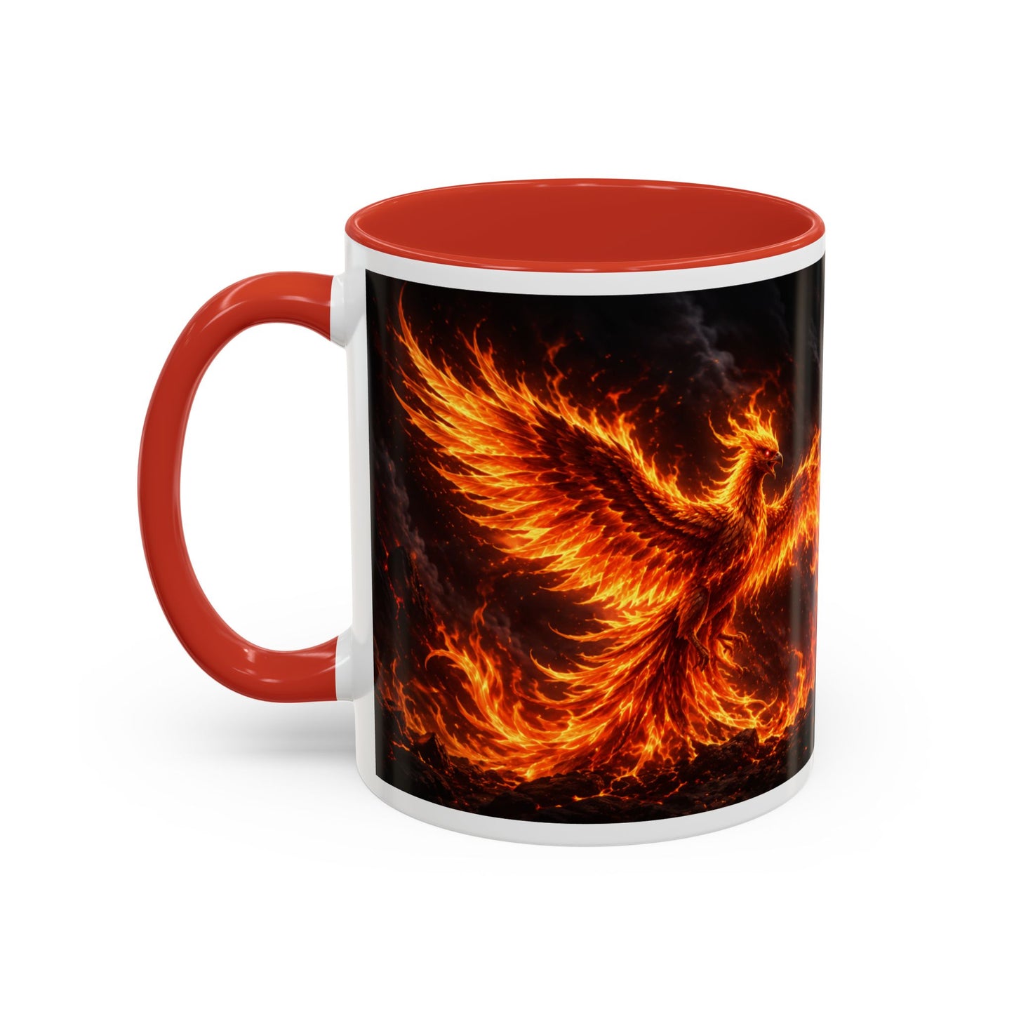Flaming Phoenix Coffee Mug — Fiery Mythical Bird Accent Mug (11/15 oz)