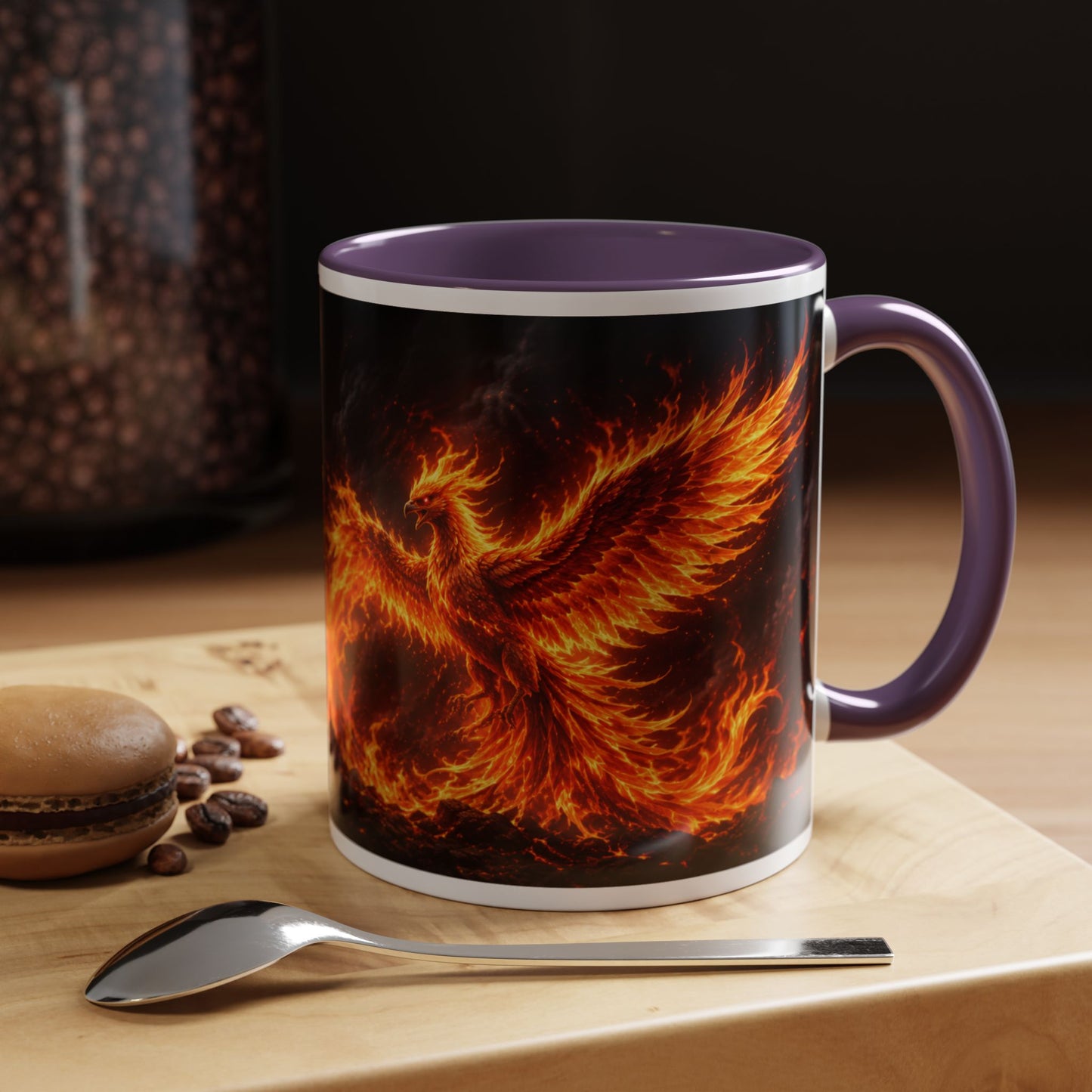 Flaming Phoenix Coffee Mug — Fiery Mythical Bird Accent Mug (11/15 oz)