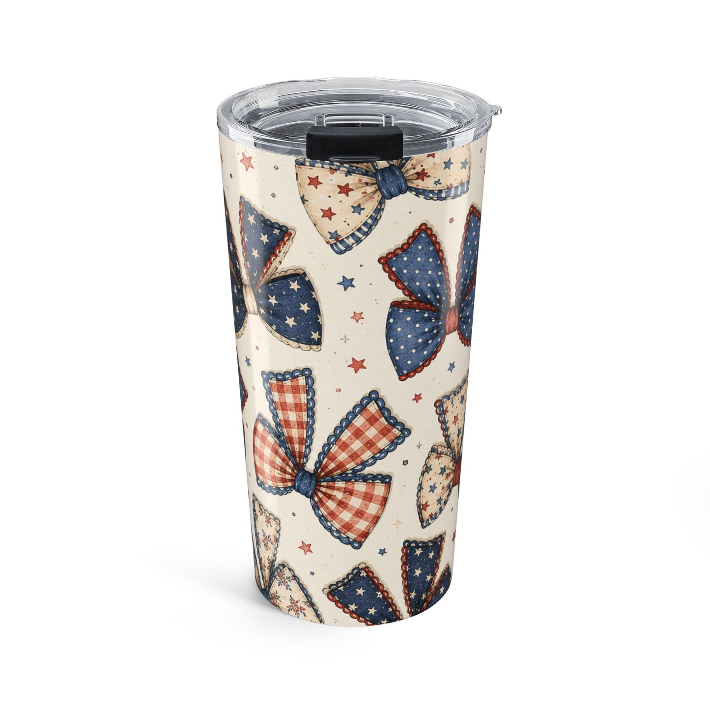 Patriotic Patchwork Bows 20 oz Skinny Tumbler | Fourth of July Insulated Cup | Americana Bow Tumbler | Summer Drinkware Gift
