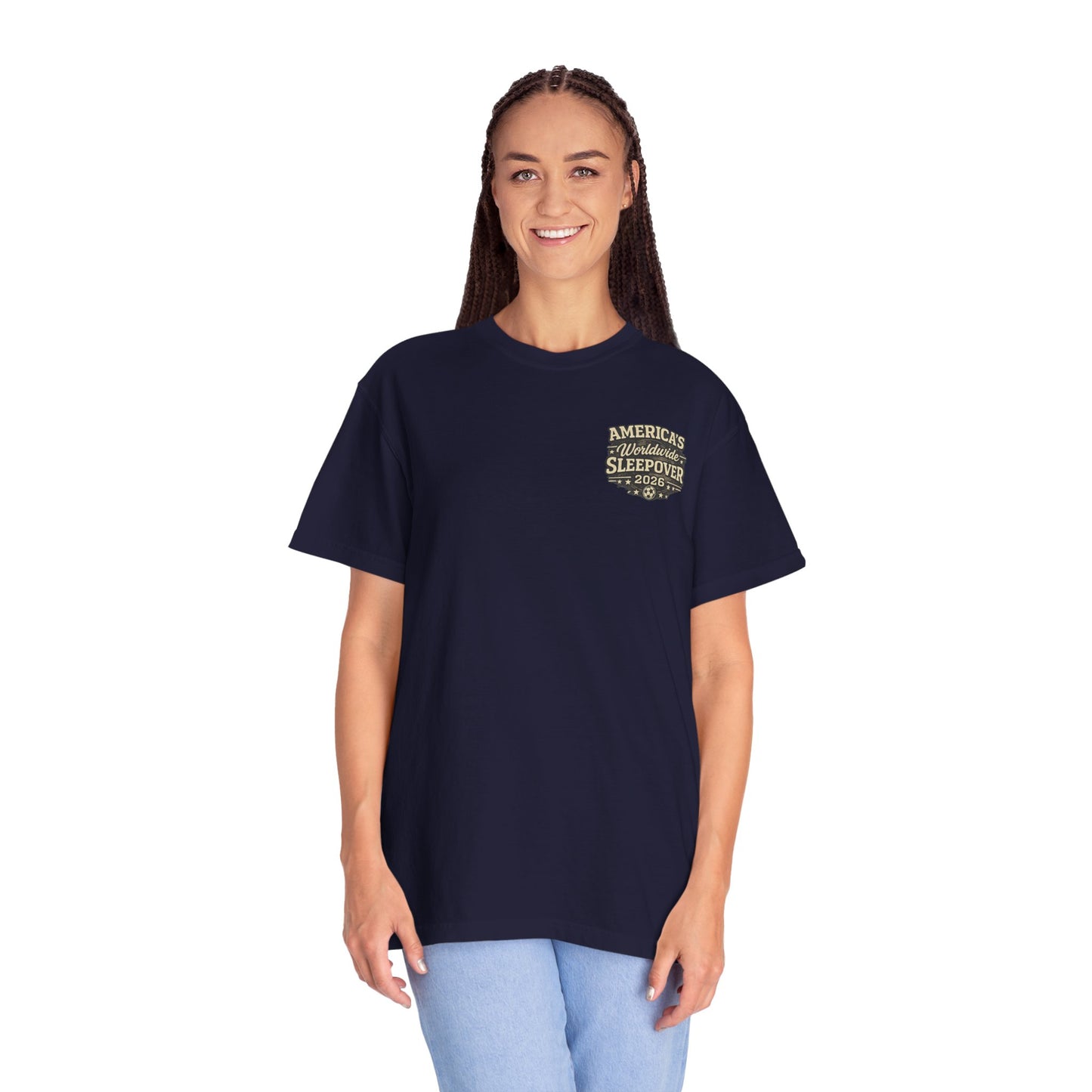 2026 Soccer Host Cities Shirt – Comfort Colors® Front & Back Graphic Tee | America's Worldwide Sleepover