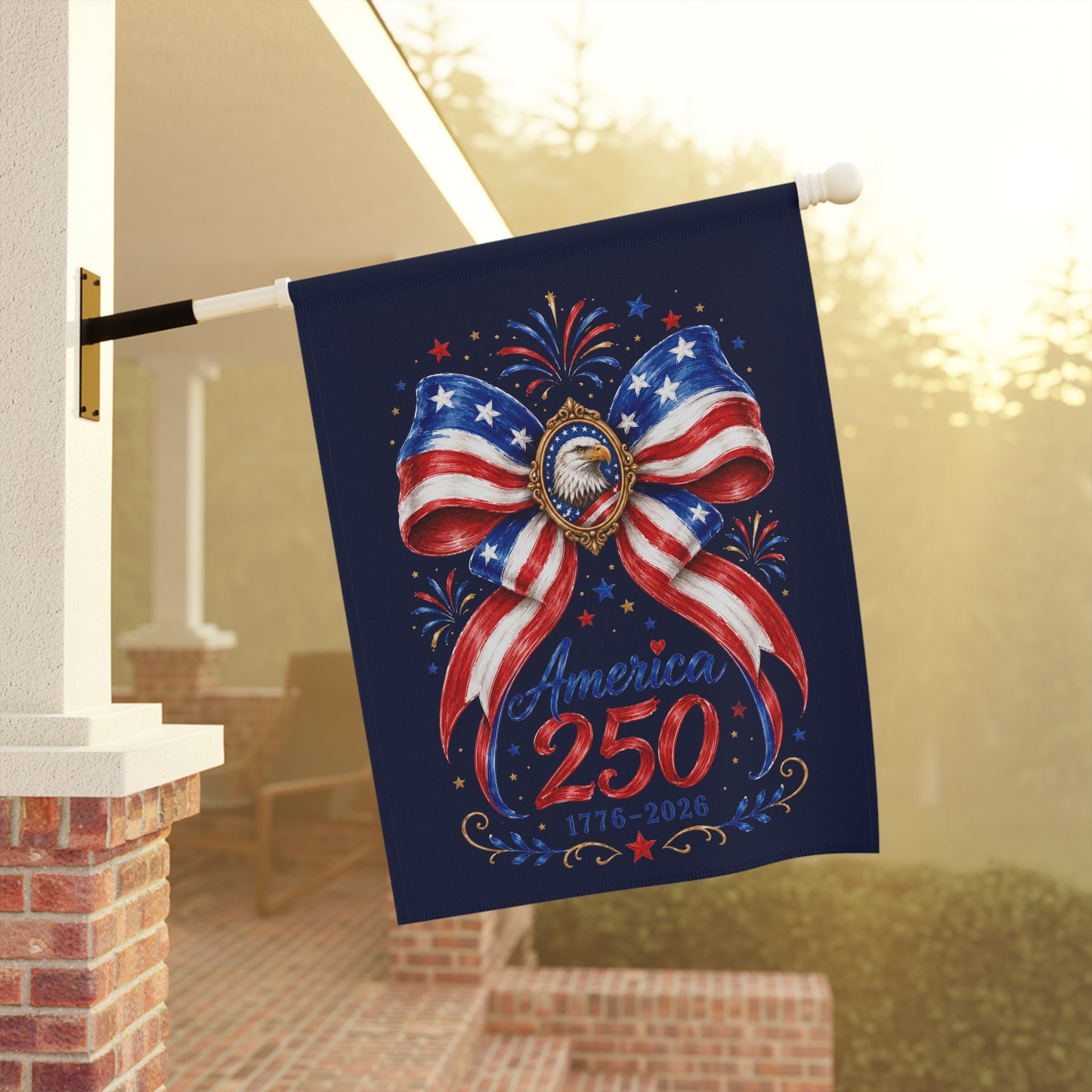 Garden Flag - America 250 Patriotic Bow Banner (1776–2026)