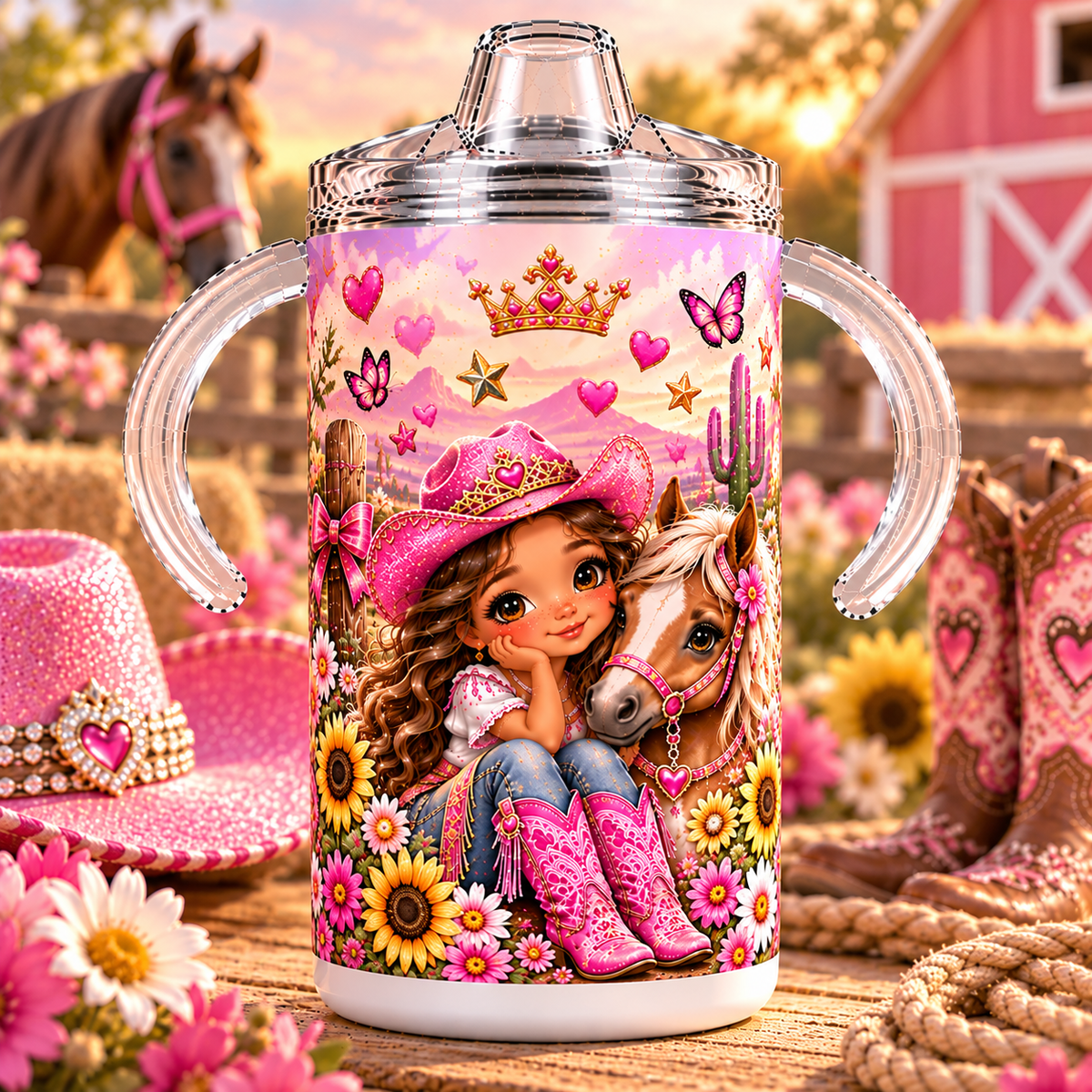 Cowgirl Princess 12 oz sippy cup hero image