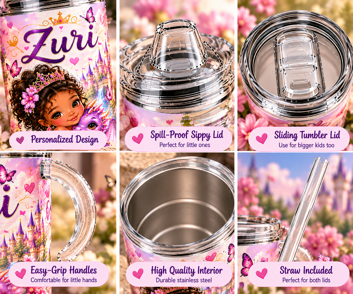 Dragon Princess sippy cup close-up details