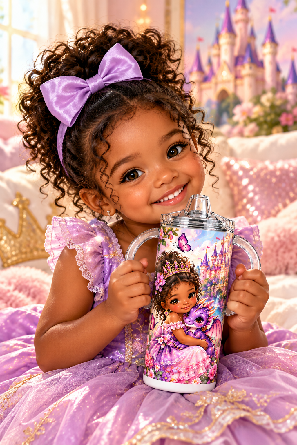 Dragon Princess sippy cup lifestyle image with child