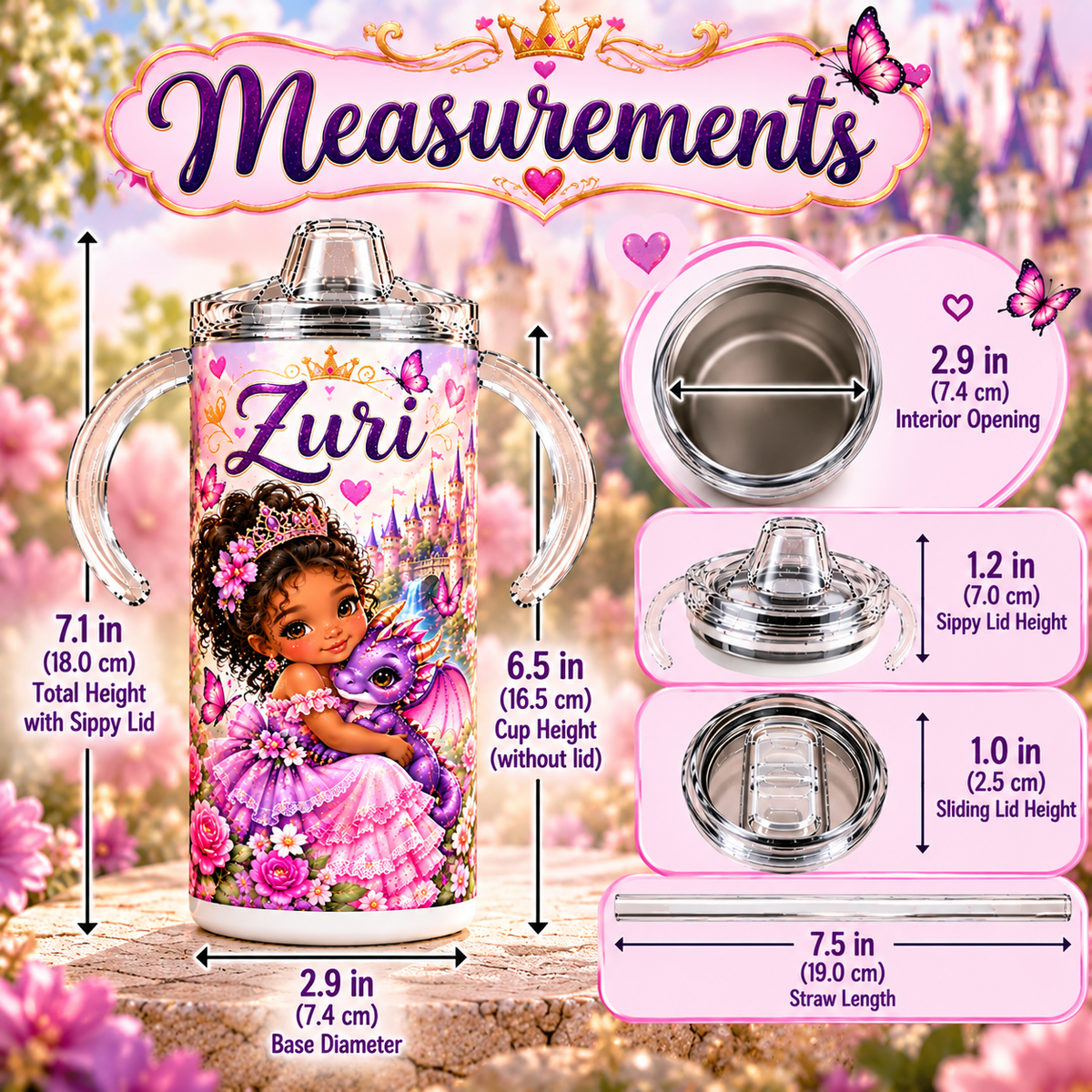 Dragon Princess sippy cup measurements