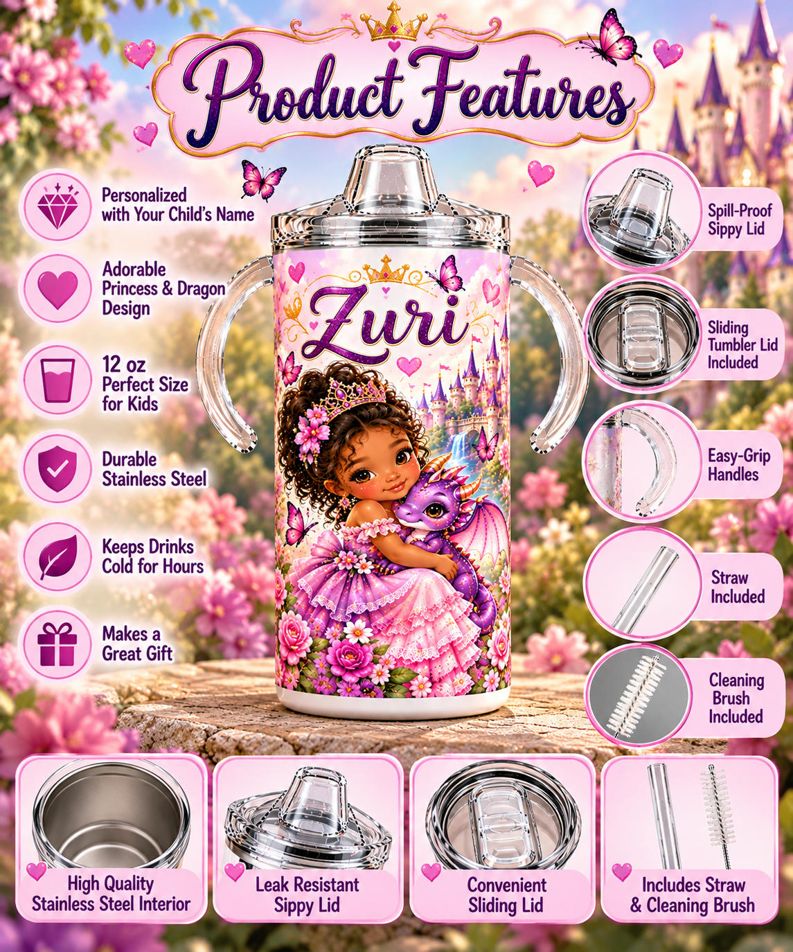 Dragon Princess sippy cup product features