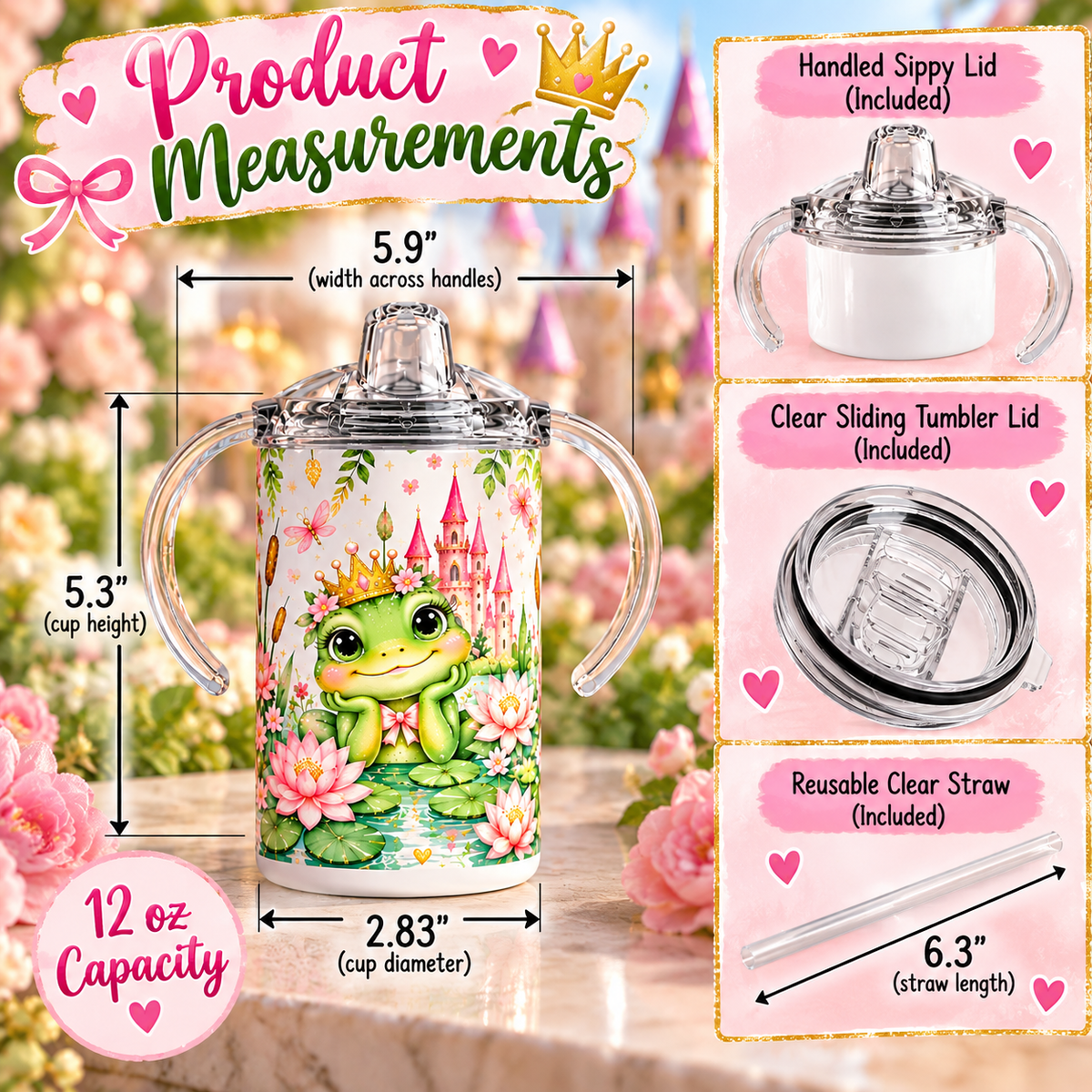 Frog Princess sippy cup measurements