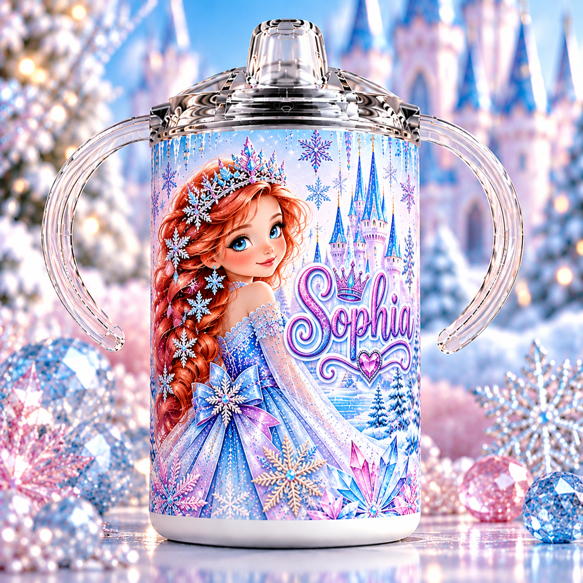 Personalized Ice Princess sippy cup with name Sophia