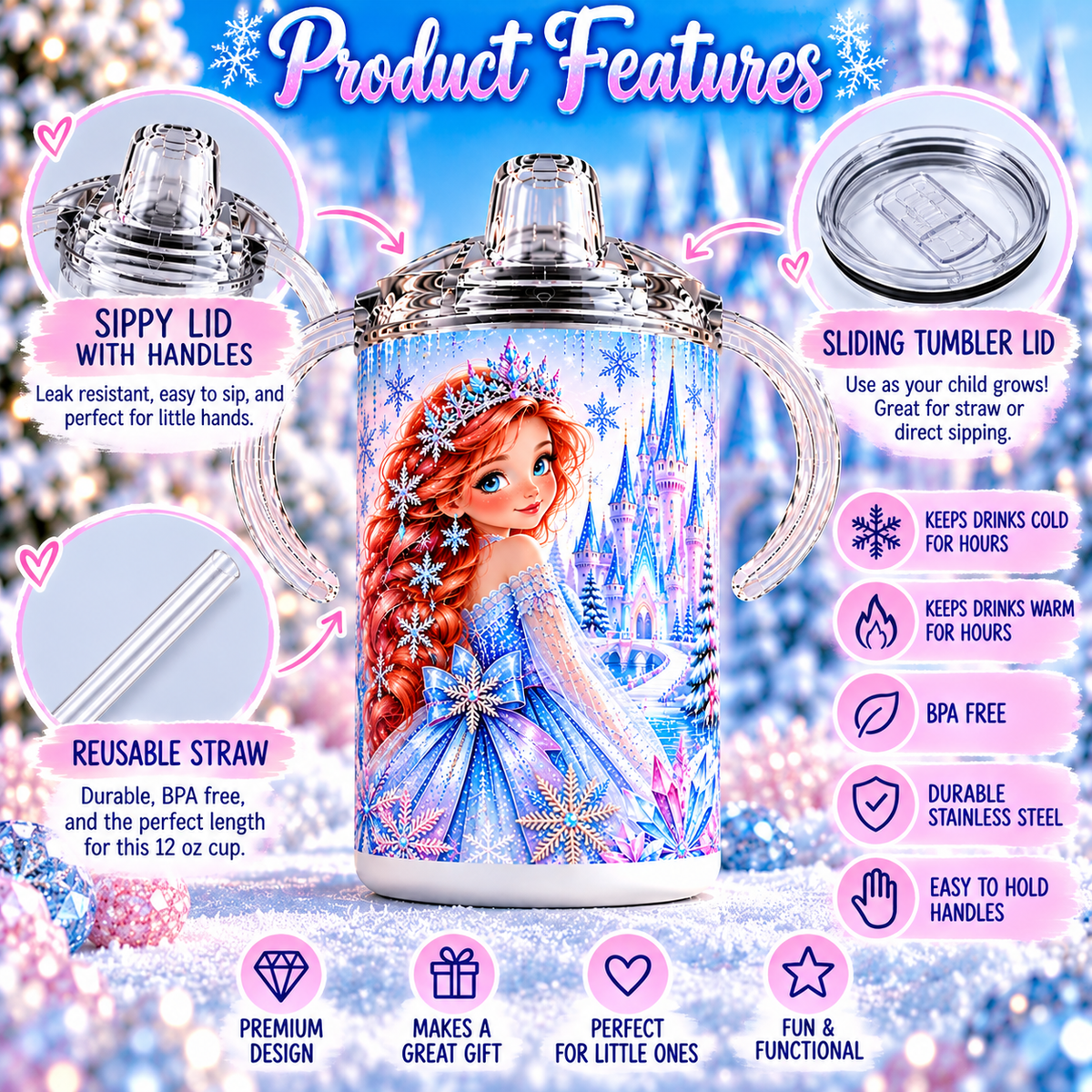 Ice Princess sippy cup product features