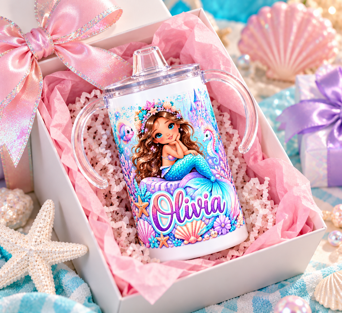 Mermaid Princess personalized sippy cup gift image