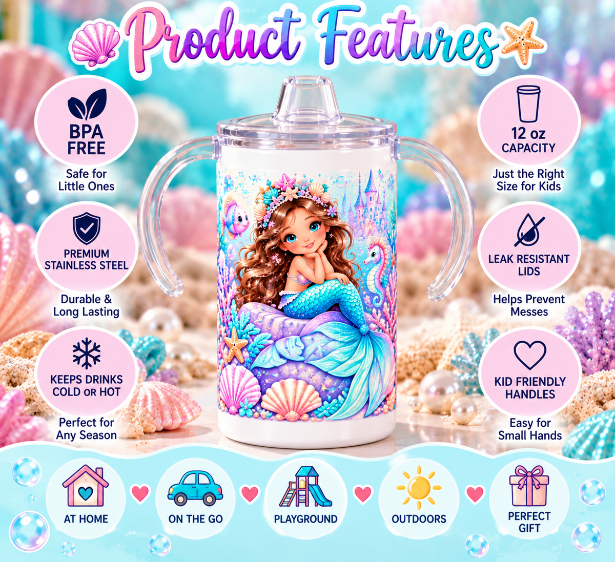 Mermaid Princess sippy cup product features