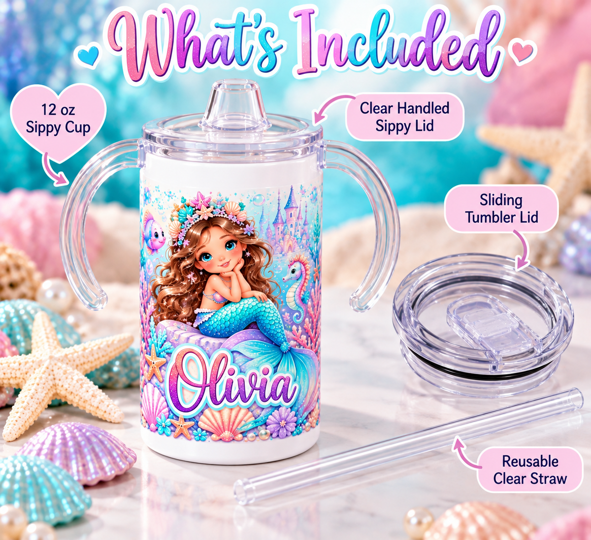 Mermaid Princess sippy cup what's included