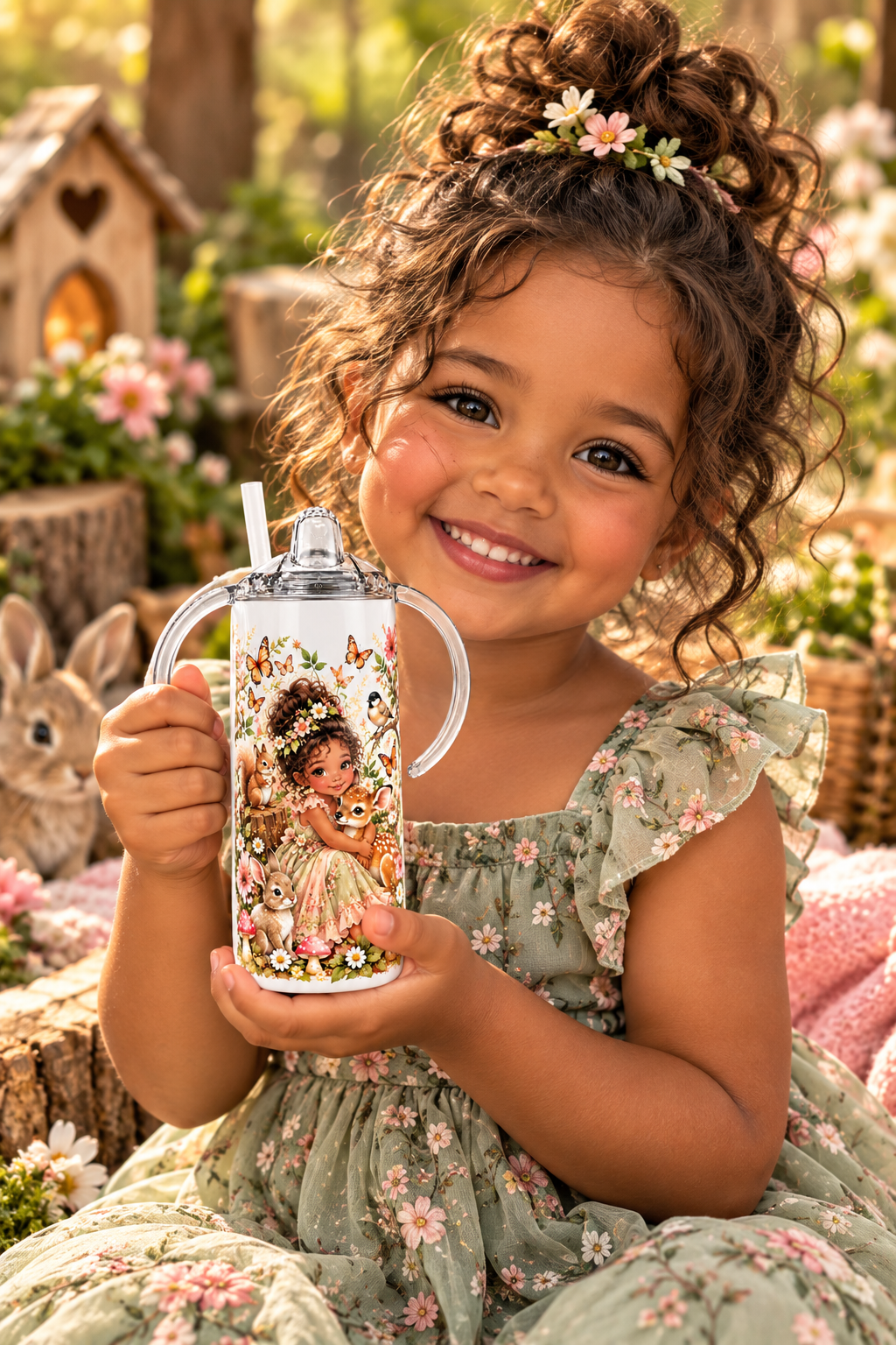 Woodland Princess sippy cup lifestyle image with child