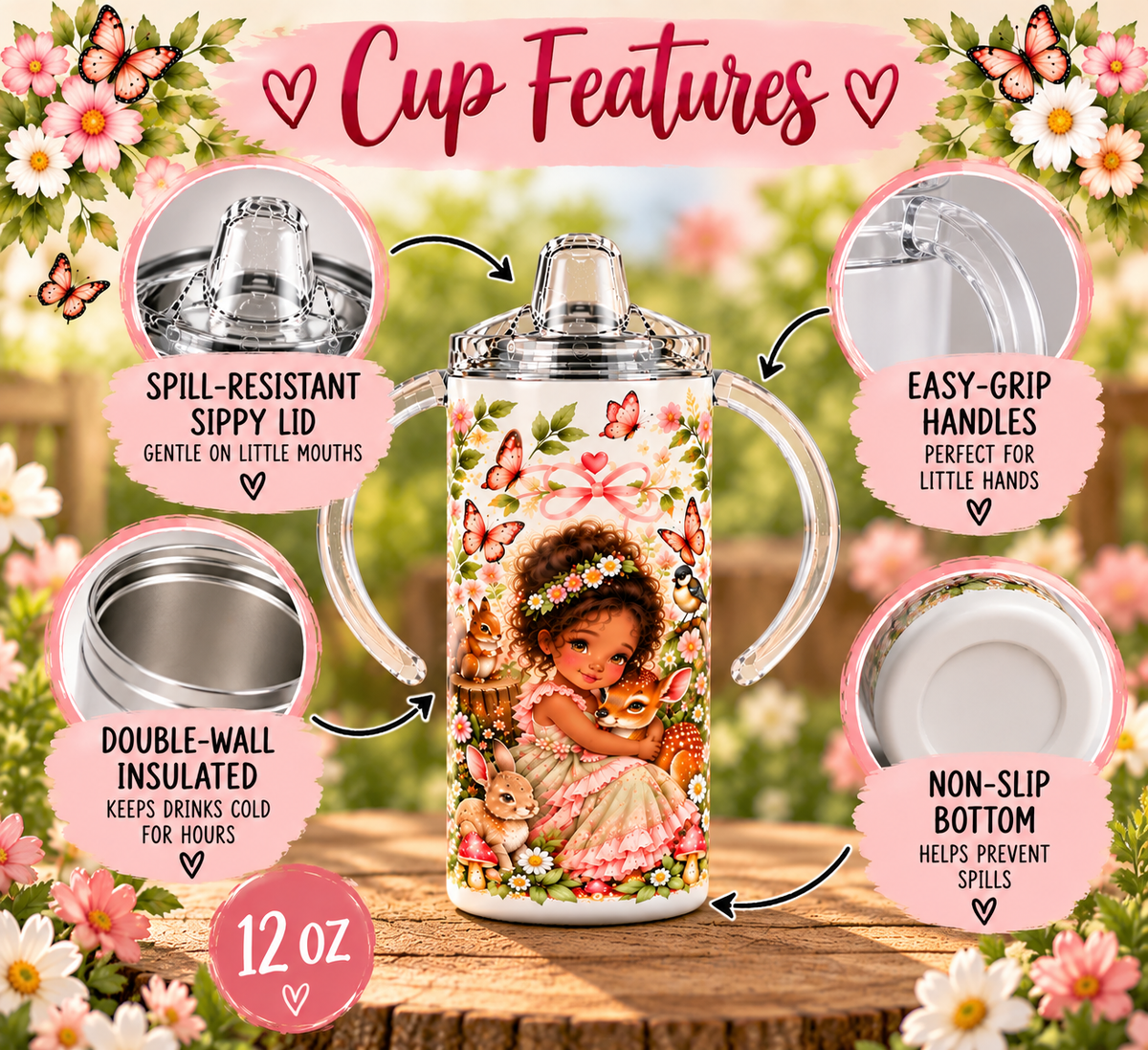 Woodland Princess sippy cup product features